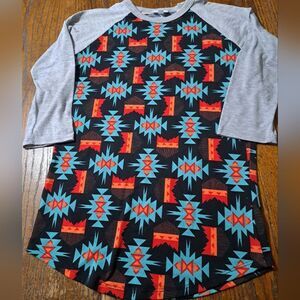 XS LuLaRoe Round Neck Pullover Southwest 3/4 Sleeve Shirt Top